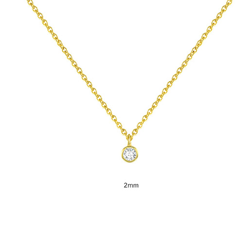 Title 4, S925 Sterling Silver Single Diamond Clavicle Ne...