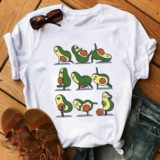 Title 6, Avocado Print T-Shirt WomenS Short-Sleeved Wis...