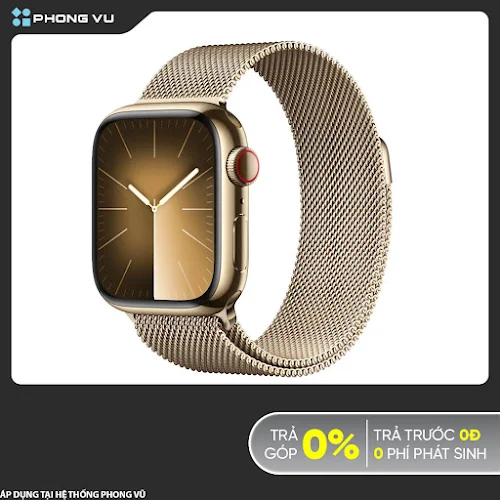 Đồng hồ Apple Watch Series 9 4G 41mm Gold (Vỏ Thép Dây Thép) (MRJ73SA/A)