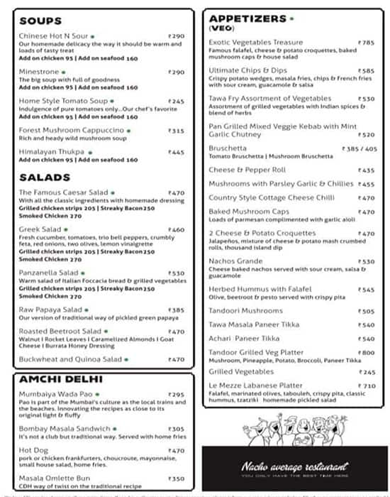 Cafe Delhi Heights menu 