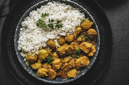 Soya Chunks Curry With Rice