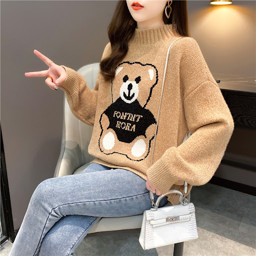Title 14, Artificial Mink Fur Bear Sweater For Women Autu...