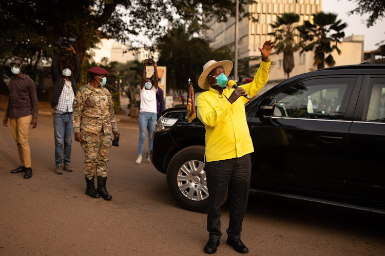 President Yoweri Museveni stops to speak to supporters in Kampala, Uganda, January 21 2021. Picture: LUKE DRAY/GETTY IMAGES