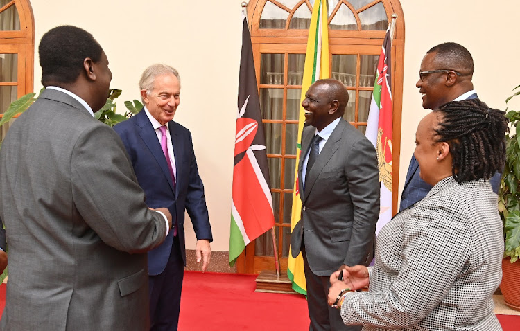 President William Ruto with former British PM Tony Blair and other officials at the State House, Nairobi on Friday, November 4,2022.