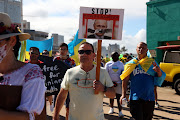 Protesters showed up in the dozens in Durban to peacefully protest against Russia's invasion of Ukraine.