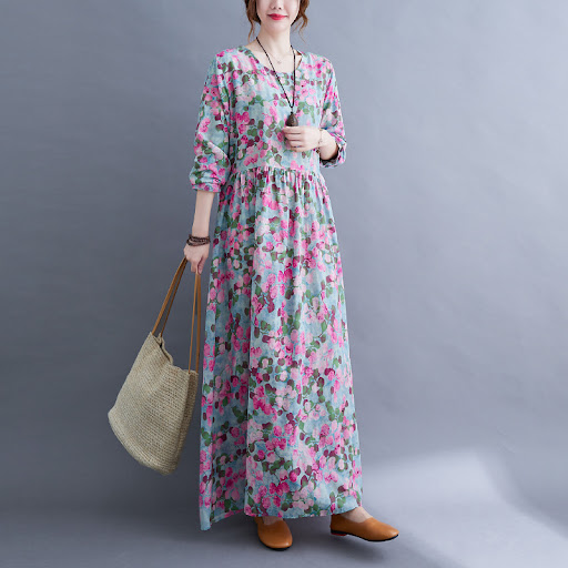 Title 6, Artistic Retro Cotton And Linen Plus Size Print...