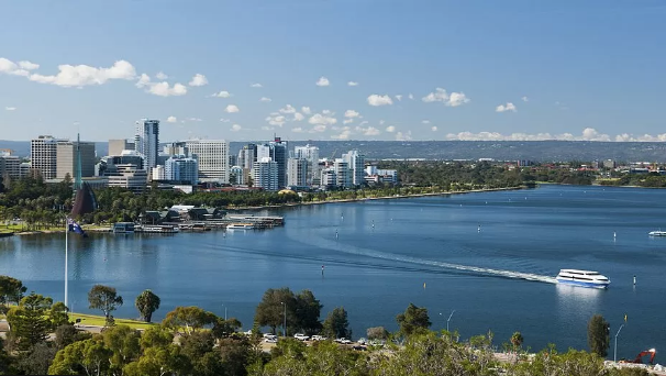 The Swan River runs through Perth, in Western Australia