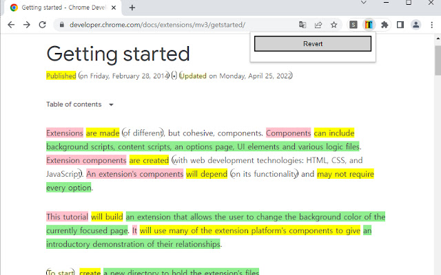 Color Sentence chrome extension