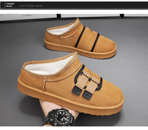 Title 9, Mens Winter Half Slippers Fleece-lined Thick. ...