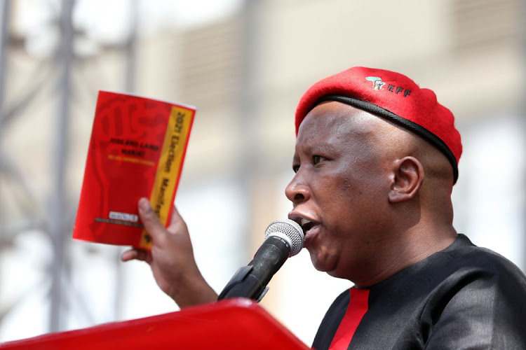 EFF leader Julius Malema during the launch of their manifesto in Johannesburg