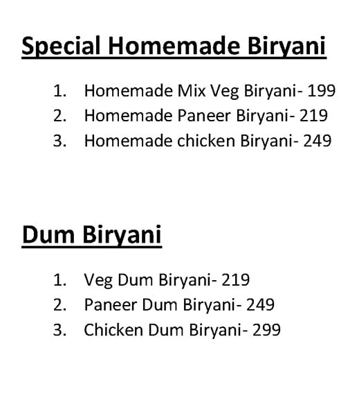 Biryani Avenue menu 