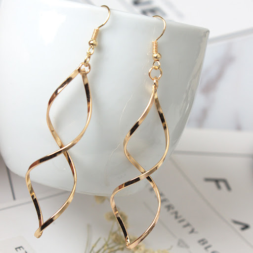 Title 8, Minimalist Spiral Curved Stud Earrings Design W...