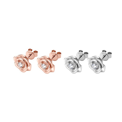 Title 5, Rose Gold Diamond Stud Earrings Sterling Silver...