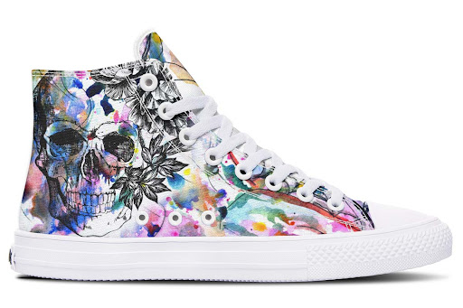 Title 4, Printed Couple High-top Canvas Shoes. Custom de...