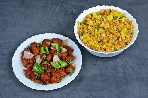 Egg Fried Rice With Chilli Chicken