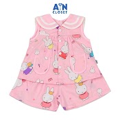 Bộ Quần Áo Ngắn Bé Gái Thỏ Miffy Hồng Cotton - Aicdbghkrebu - Ain Closet