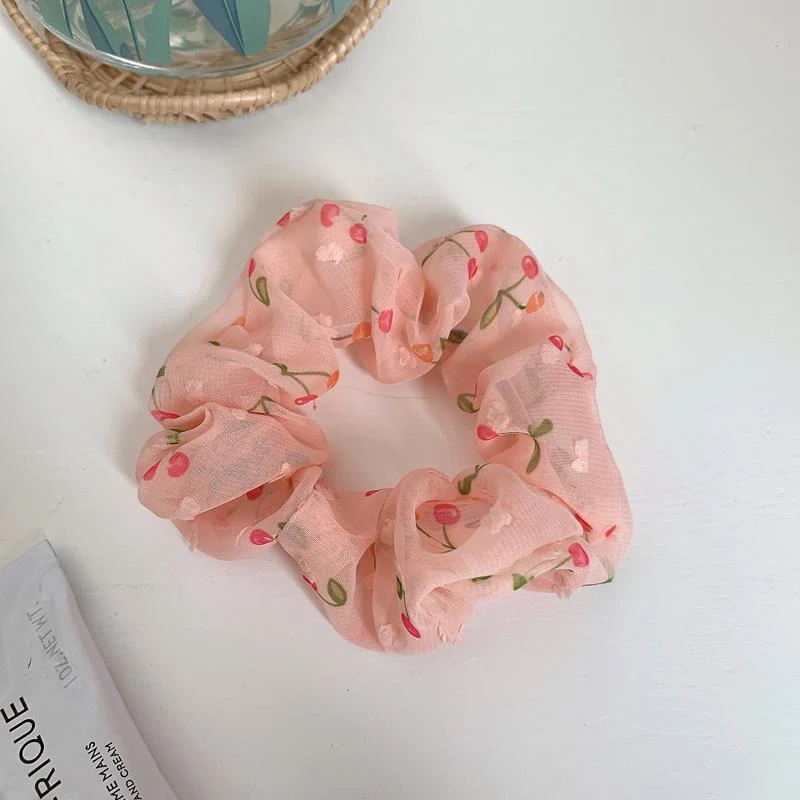 Koreaanse fruit Pig haarring, dikke darm, organza, schattig, Japans, elastiek, dames haaraccessoire