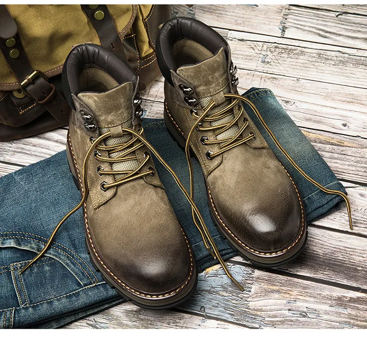 Botas Martin de Cuero de Invierno para Hombre Zapatos Británicos de Caña Alta Calidez y Estilo Perfecto para el Invierno