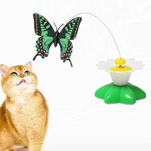 Electric Automatic Rotating Butterfly Flying Toy Birthday Puzzle Toy Electric Toy for Dog Kitty Small Medium Large Cats
