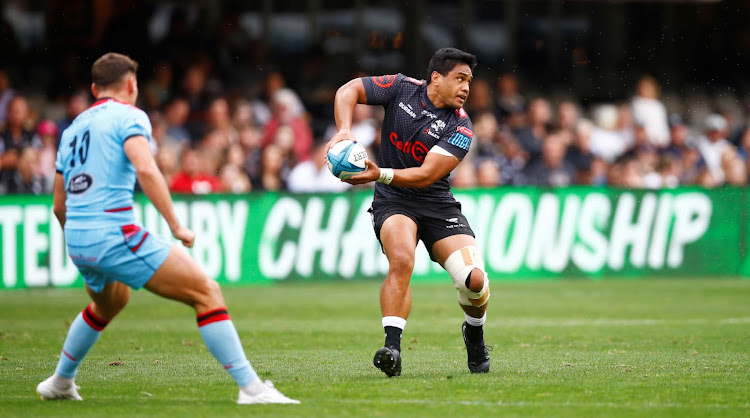 Sharks centre Ben Tapuai during the United Rugby Championship match against Glasgow Warriors at Hollywoodbets Kings Park on October 15 2022.