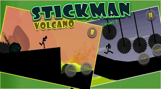 stickman run volcano adventure Screenshot