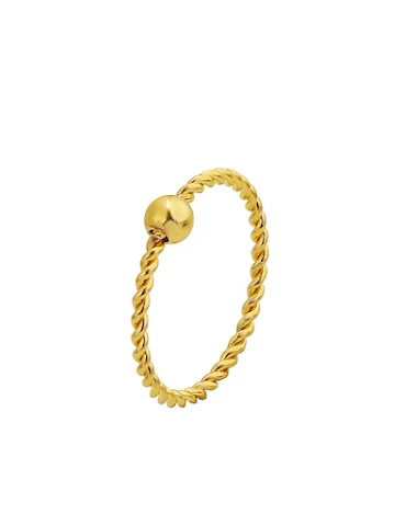 Titanium stalen gouden twist ronde - 0