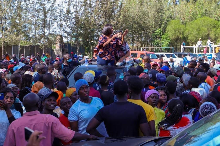 Nairobi Governor Ann Kananu addressing residents on Mukuru Kwa Njnega on January14, 2021