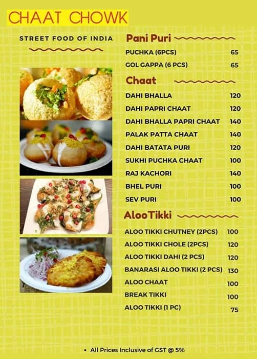 Chaat Chowk menu 