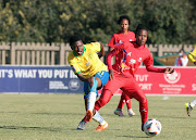 Nonhlanhla Mthandi of  Sundowns and Mapula Kgoale of TUT during the  Hollywood Bets Super League match between TUT and Mamelodi Sundowns at TUT Stadium  in Pretoria.