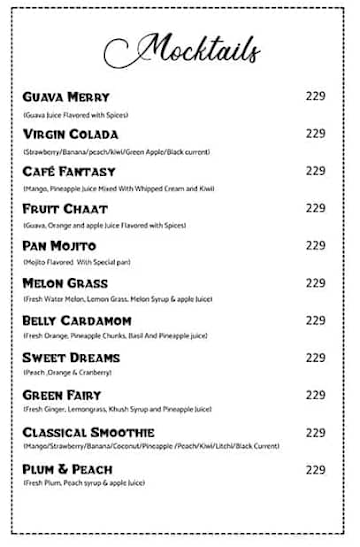 Cafe Co2 Resto Lounge menu 