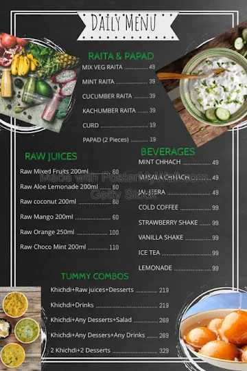 Great Ideal khichdi menu 