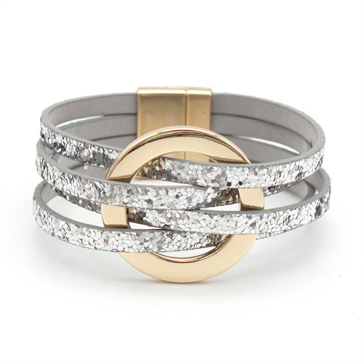 Title 6, Cross Leather Womens Bracelet Metal Big Ring C...