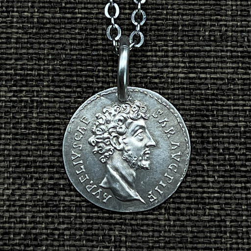 Title 6, Sterling Silver Antique Coin Necklace Jewelry C...