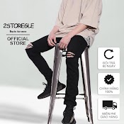 Quần Jeans Nam Rách Gối 2Storegle Chất Jean Cotton Co Giãn Dáng Ôm Thời Trang