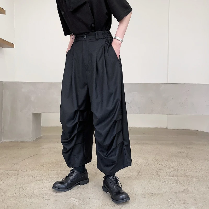 Pantalon Niche Décontracté de Scène Yamamoto Sombre Plissé Court Tendance High Street – Élégance et Confort
