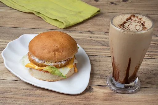 Veg Aloo Burger With Cold Coffee