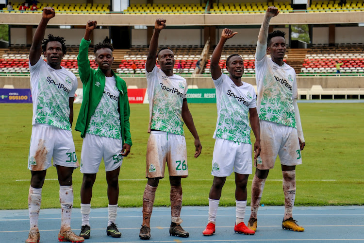 Gor Mahia players celebrate during a recent match