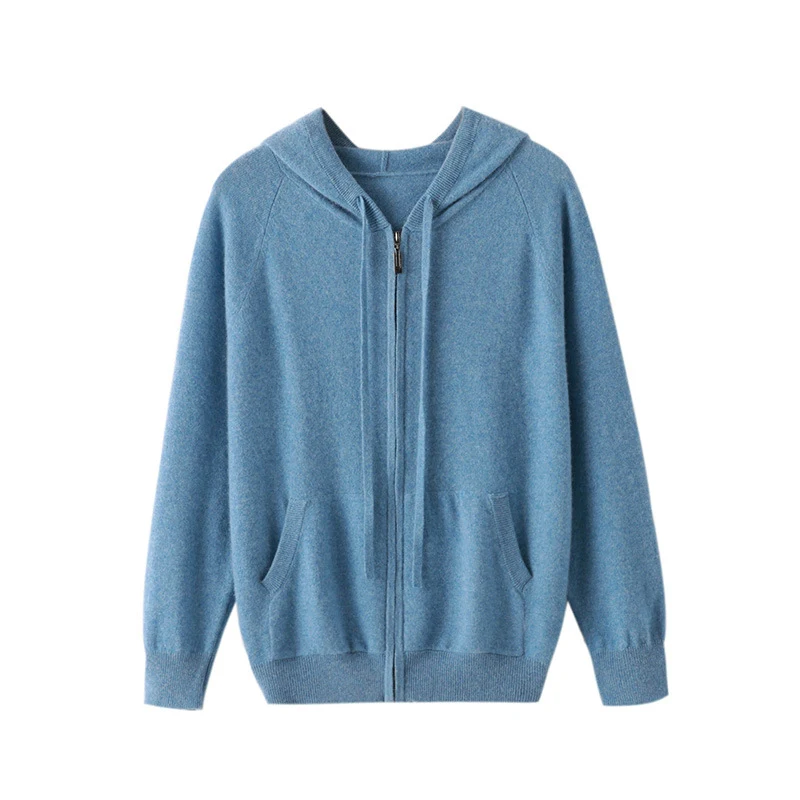 Moletom casual com capuz masculino, cardigã de cashmere tricotado com zíper, perfeito para conforto e estilo, aquecimento e elegância.
