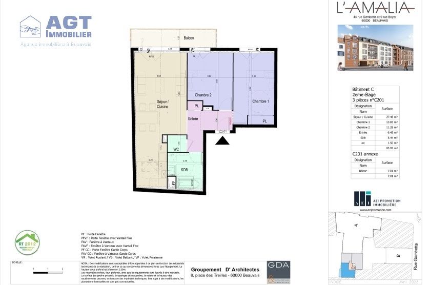 Vente appartement 3 pièces 66 m² à Beauvais (60000), 238 000 €