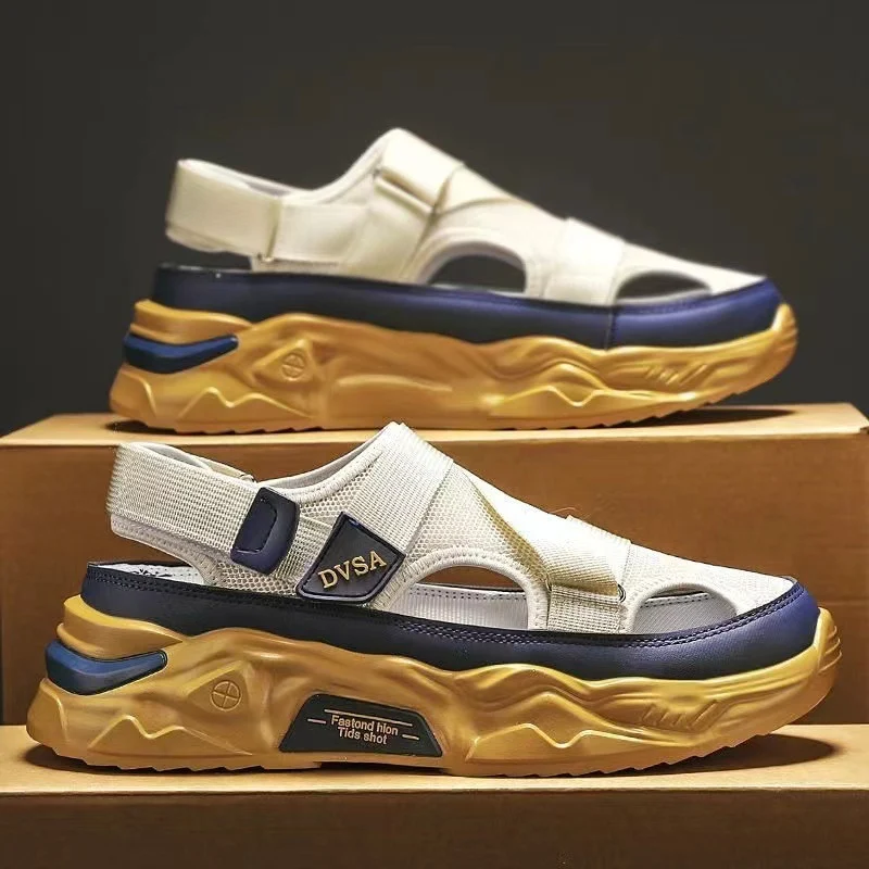Heren zomer platform sandalen lichtgewicht antislip ademend mesh voor comfort en veiligheid tijdens warme dagen.