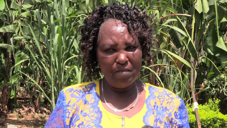 Women activist in Embu Irene Wambogo speaking to media on Monday, March 14.