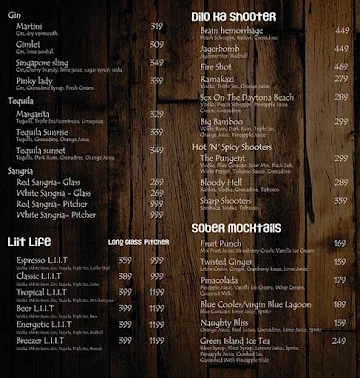 D.E.R Resto Bar & Cafe menu 