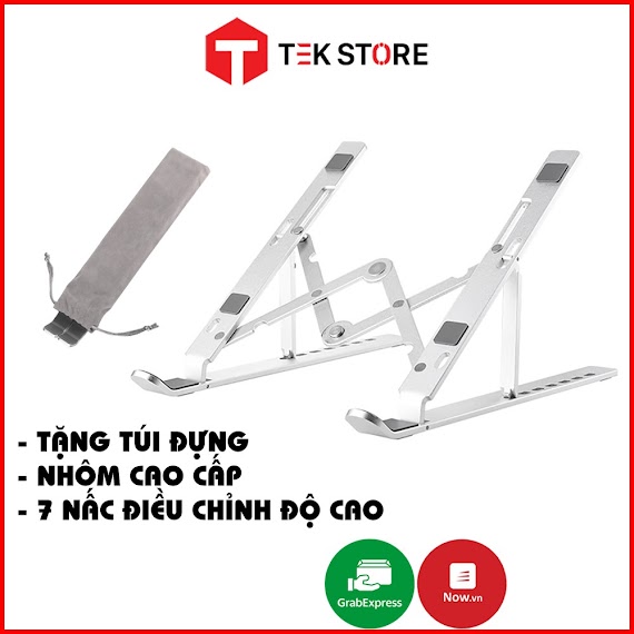 Giá Đỡ Laptop Nhôm Cao Cấp - Tặng Kèm Túi Đựng - Có Thể Xếp Gọn & Điều Chỉnh Độ Cao, Sửa Tư Thế Ngồi Làm Việc