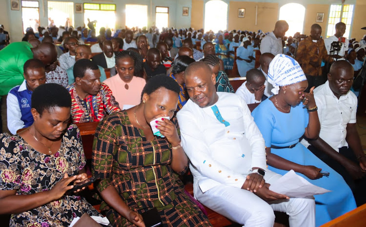 MP Wamboka with Azimio MCA's at St. Leo the great Catholic Parish in Kimilili during a funds drive.