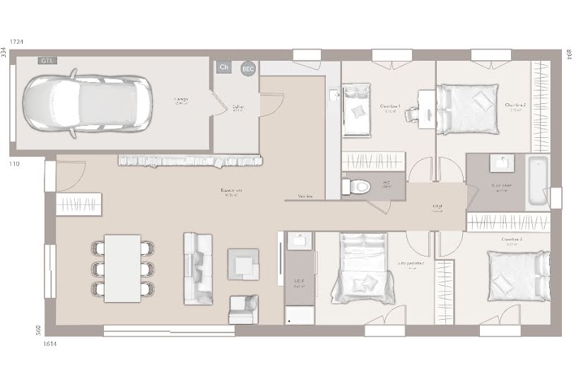  Vente Terrain + Maison - Terrain : 860m² - Maison : 110m² à Saint-Romain-le-Puy (42610) 