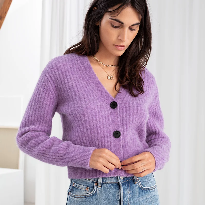 Title 2, Jaqueta Cardigan Feminina Curta Cintura Alta Sl...