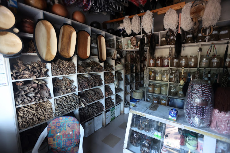 Traditional medicine on display for customers at Kwa Mai Mai in downtown Johannesburg.