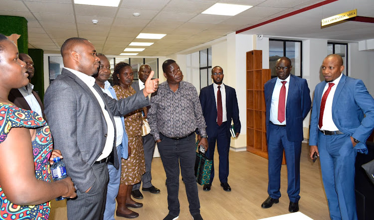 The National Assembly Departmental Committee on Health led by Endebess MP Robert Pukose during a fact finding visit to the Pharmacy and Poisons Board offices on April 22, 2024