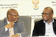 CHAOTIC STATE: Deputy Minister in the Presidency Obed Bapela with member of the Johannesburg mayoral committee Jeff Makhubu at a media briefing at the city council offices.  PHOTO: BAFANA MAHLANGU