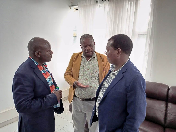 ODM aspirants for Kakamega gubernatorial race Fernandez Barasa, MP Justus Kizito and Kakamega deputy governor Philip Kutima